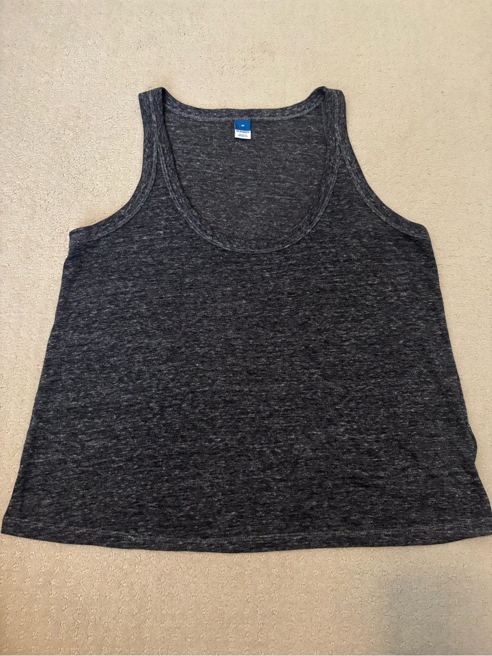 Old Navy Dark Heather Gray Racerback Tank Top Loose Fit Scoop Neck Sleeveless